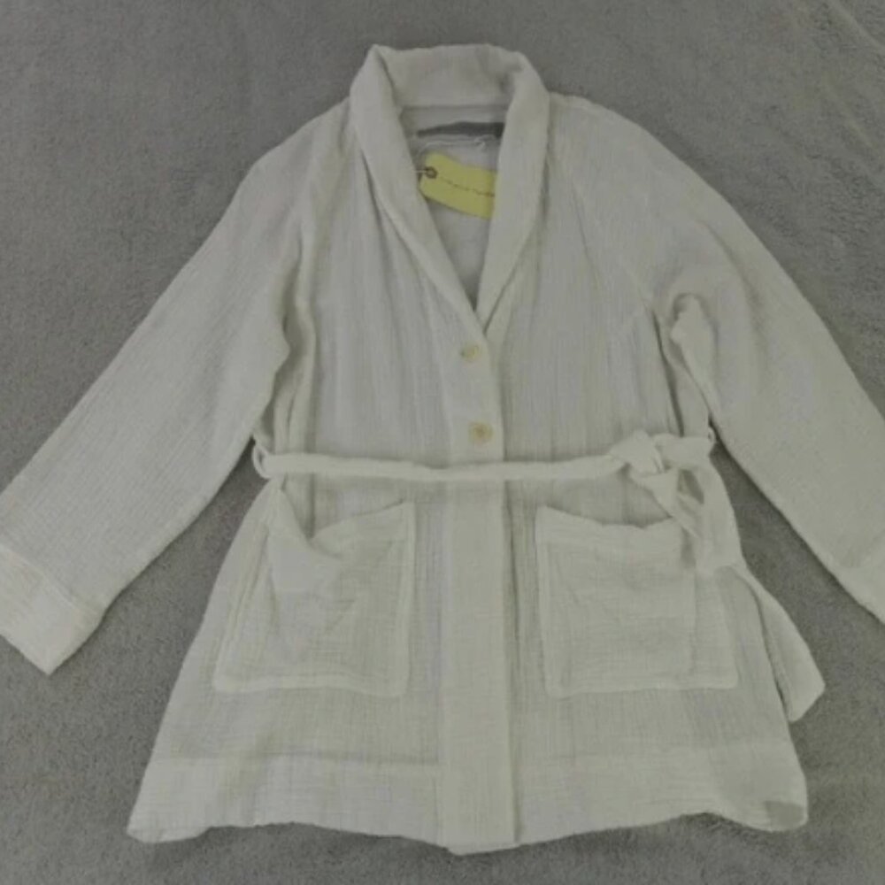 Raquel Allegra Robe Womens 0 XS* White Gauze Cotton Medley Hand Made USA